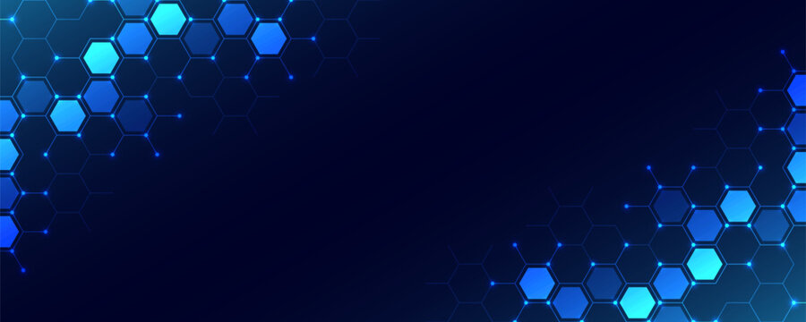 Abstract technology background and design element with hexagons pattern and geometric shapes