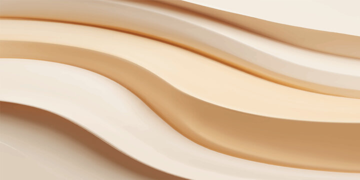 A flowing golden silk wave pattern creates a smooth abstract brown background vector with shiny liquid textures and soft satin curves for a luxury cloth backdrop illustration