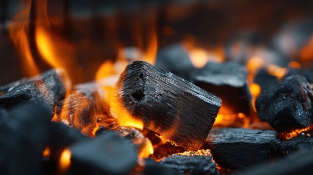 Charcoal fire closeup