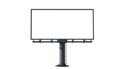 Obraz premium Front View of a Blank White Billboard on a Sturdy Gray Pedestal, Ideal for Outdoor Advertising and Brand Promotion, Isolated on White.