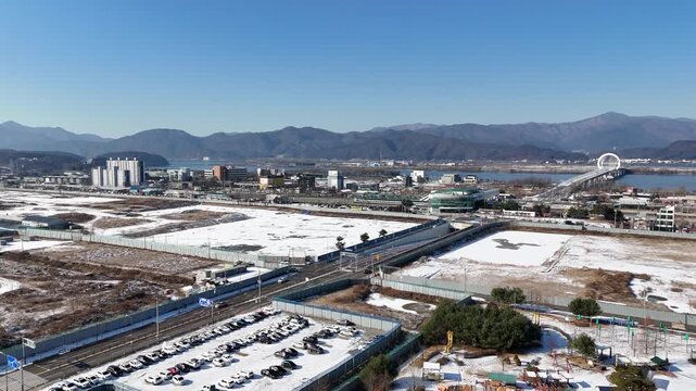 Cityscape near Chuncheon station, Chuncheon city, Gangwon-do, South Korea 