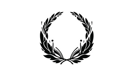Obraz premium Elegant black laurel wreath on a clean white background, symbolizing achievement and victory.