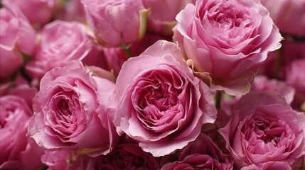 Obraz premium Blooming pink roses close up spring garden background