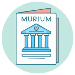 Obraz premium Murium: Illustration of Building with Columns and Heart on Flyer