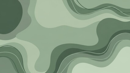 Elegant abstract background with organic flowing shapes in muted green tones art
