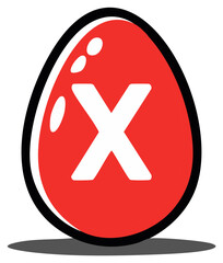 Fototapeta premium Red Easter Egg with a Large White Letter X Mark
