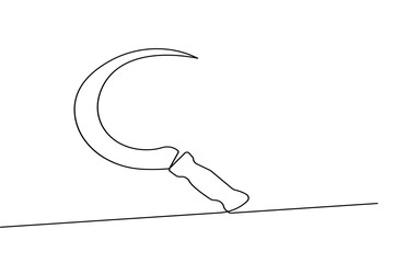 Fototapeta premium Single line sickle icon in a minimalist style with a continuous drawing outline vector illustration