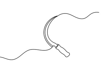 Single line sickle icon in a minimalist style with a continuous drawing outline vector illustration