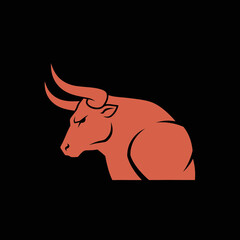Stylized illustration of a bull's head with horns and a serious expression.