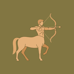 Illustration of a centaur with a human upper body and horse lower body aiming a