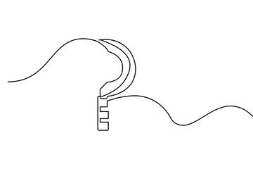 Obraz premium Sickle icon in a continuous one line drawing and minimalist style isolated outline vector illustration