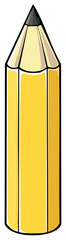 Vibrant yellow sharpened pencil graphic illustration for school or office supplies