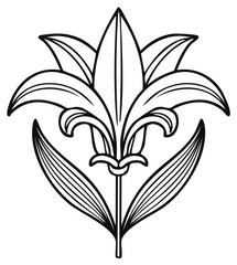Naklejka premium Elegant lily flower illustration in simple black and white design for print