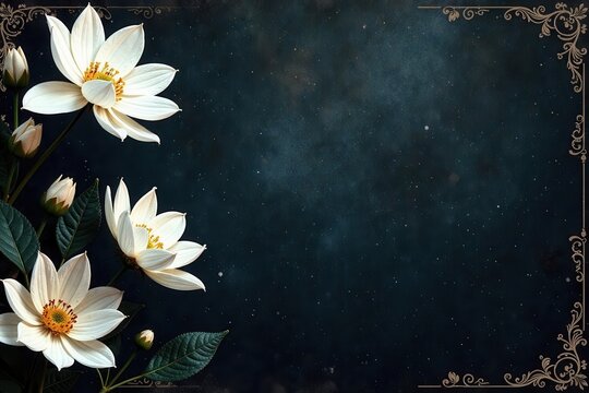 Abstract white floral overlay; dark academia aesthetic, gothic, moody, textural, vintage, flowers, floral