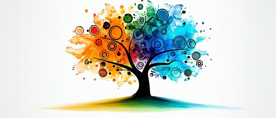 Abstract Creativity Tree Illustration: Brain Metaphor for Growth and Ideas