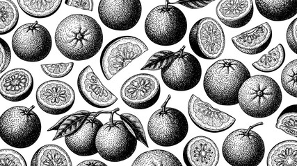 Wooden Engraving Yuzu on White Background