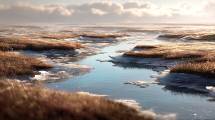 Fototapeta premium Winter marsh landscape