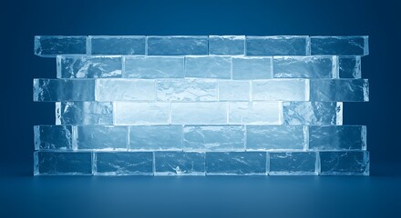 Ice Brick Wall Structure on Transparent Background