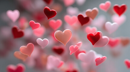 Floating Pink Heart Shapes Romantic Love Background
