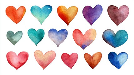 Fototapeta premium Watercolor hearts isolated for valentine greeting design