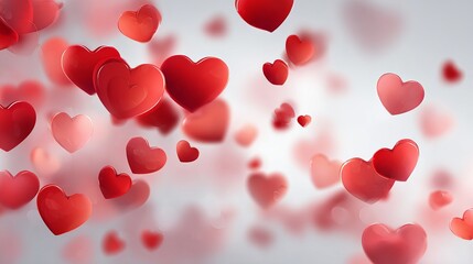 Festive red hearts panorama background for romantic greeting