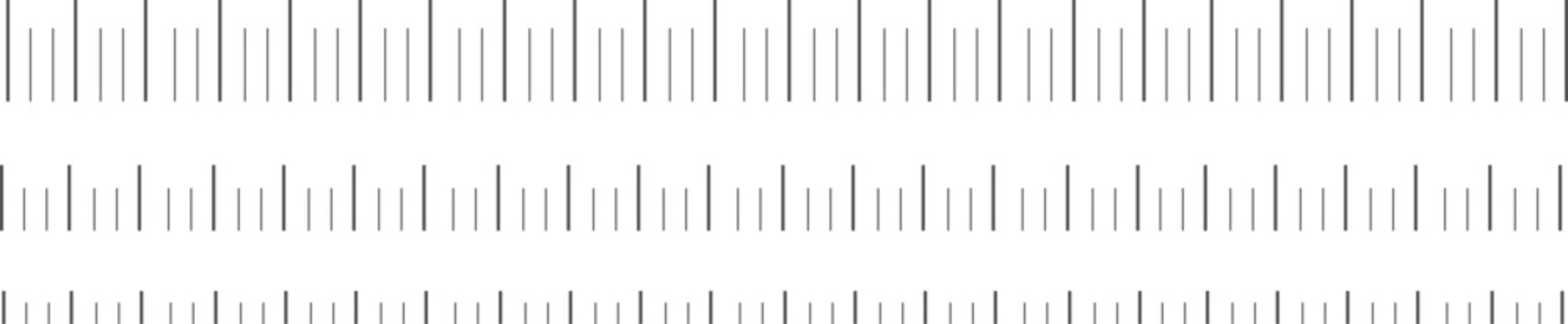 Set of three minimalist ruler icons simple line measurement tools for design and education isolated on white background