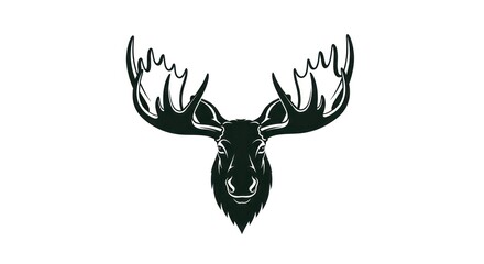 Obraz premium Vector illustration of a majestic moose head silhouette on white