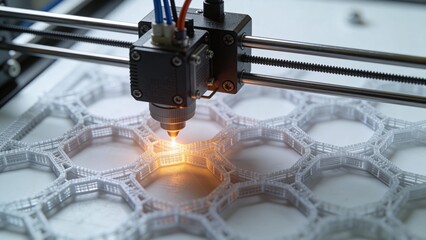 Additive Fertigung im Detail: 3D-Drucker extrudiert hochpr&auml;zises Bauteil aus recyceltem Material, industrielle Innovation