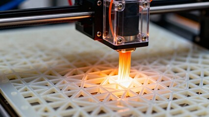 Additive Fertigung im Detail: 3D-Drucker extrudiert hochpr&auml;zises Bauteil aus recyceltem Material, industrielle Innovation