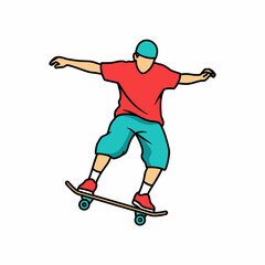 Obraz premium Classic skateboarder character illustration in action pose
