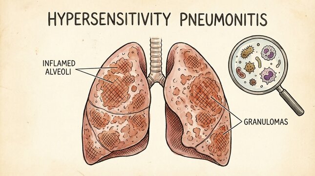 Medical illustration of hypersensitivity pneumonitis lung condition