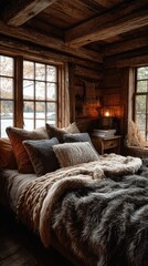 Cozy rustic cabin interior with inviting decor