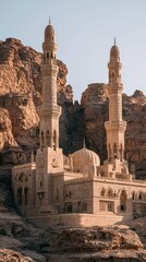 Majestic mosque nestled in rocky landscape