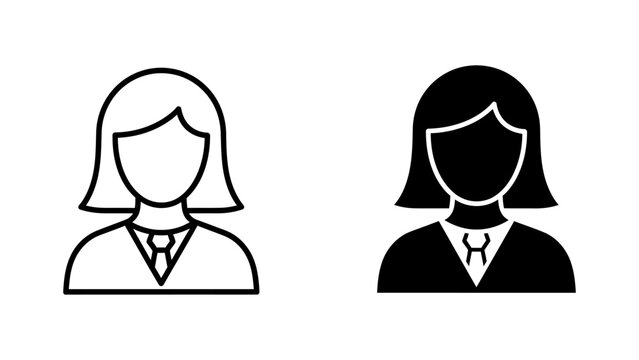 Clean Professional Female Avatar Icons Outline and Silhouette