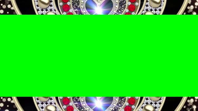 A vibrant showcasing a green screen with a stunning abstract background featuring red, gold, and white details