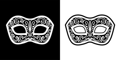 Carnival mask icon black and white silhouettes. Monochrom vector illustration. Flat design element © Ninfea