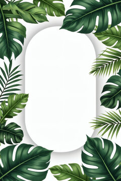 Jungle leaves frame rounded label