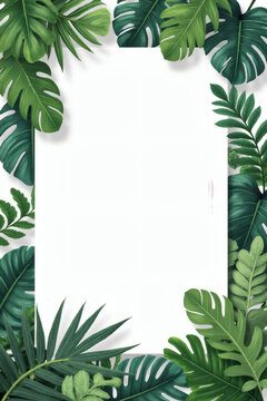 Green tropical frame rounded label