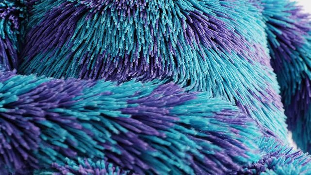 Close-up of vibrant blue and purple fuzzy textures