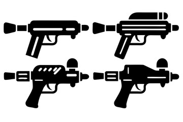 Naklejka premium Pichkari water gun icon, holi festival silhouette vector illustration isolated on white background