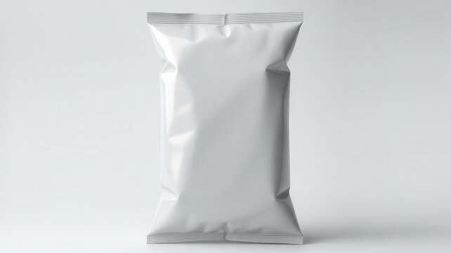 Empty, sealed snack package against a plain background