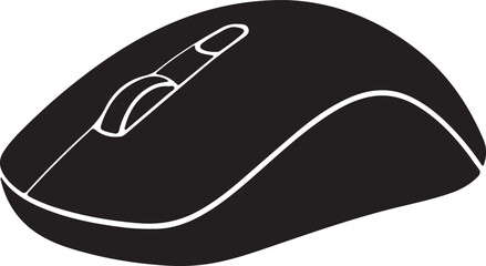  Iconic vector illustration of a computer mouse, showcasing a minimalist design with a smooth outline and click buttons