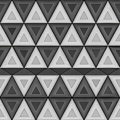 Seamless geometric pattern with interlocking triangles and recursive spiral design