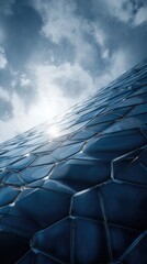 Hexagonal architecture gleams in bright sky