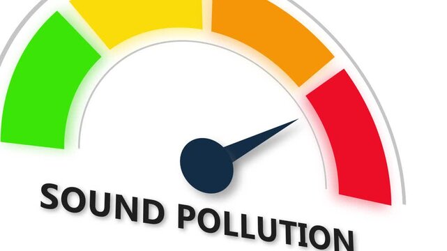 Animated sound pollution meter showing movement from low level to high level, ideal. 3d video