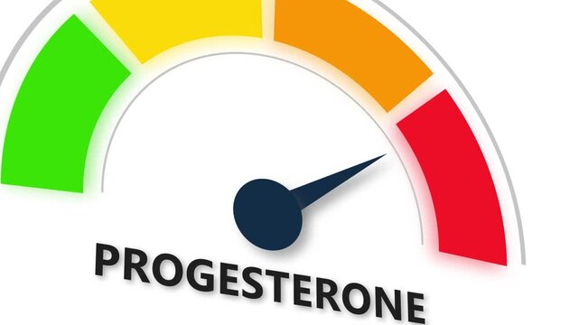 Animated progesterone level meter decreasing from normal to low level for concept.3d video
