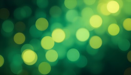 Obraz premium Green and yellow bokeh background with soft, glowing circles creating a vibrant, fresh, and dreamy atmosphere