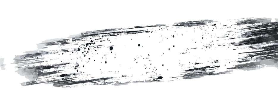 Czarny, poziomy pociągnięcie pędzlem z teksturą, idealne na przezroczystym tle dla projekt&oacute;w graficznych.