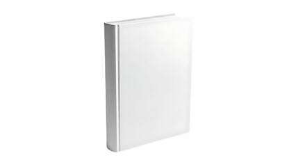A blank white book with a plain cover standing upright on a black background