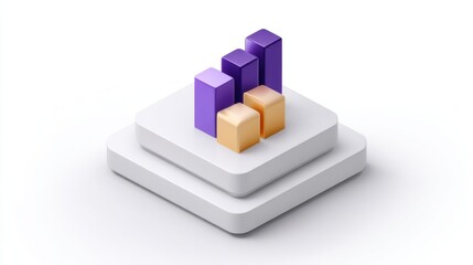 Naklejka premium Abstract 3D Graph Representation with Colorful Bars and Smooth Layers for Business Visualization and Data Analysis Concepts